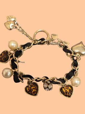 Leopard heart charm Bracelet~ gold plated